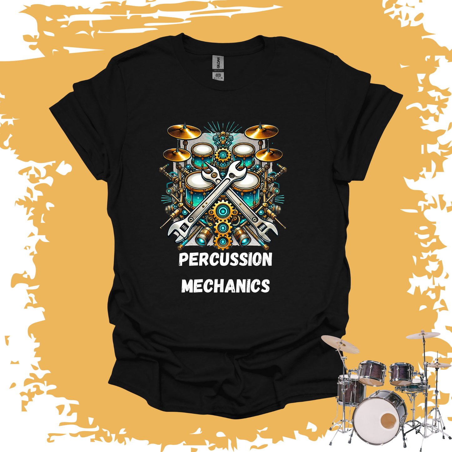 Percussion Mechanics Silver Turquoise T-shirt