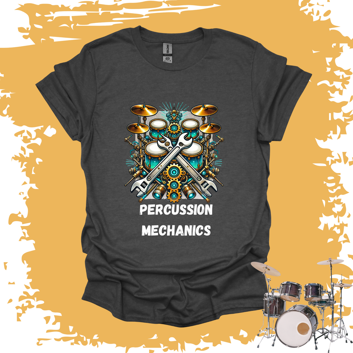 Percussion Mechanics Silver Turquoise T-shirt