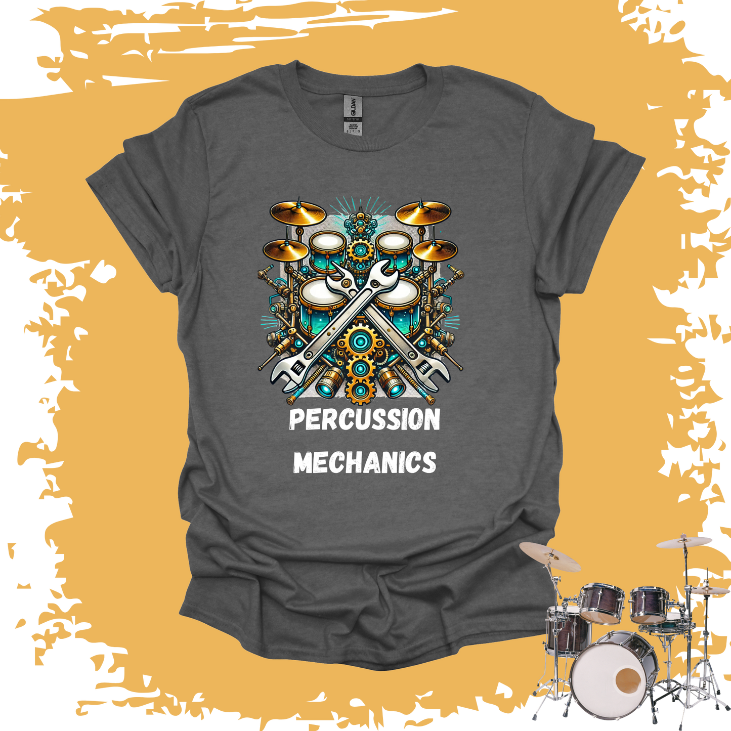 Percussion Mechanics Silver Turquoise T-shirt