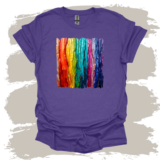 Rooted in Color – Rainbow Tree Bark Graphic T-Shirt