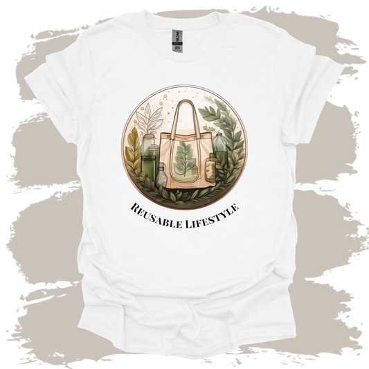 Reusable Lifestyle – Eco Bag & Plant Graphic T-Shirt