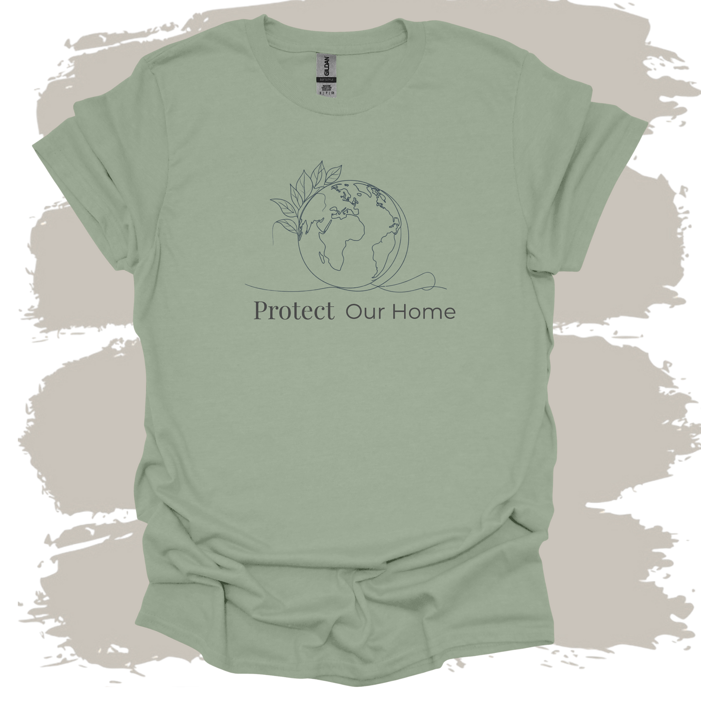 Protect Our Home – Line Art World & Plants T-Shirt