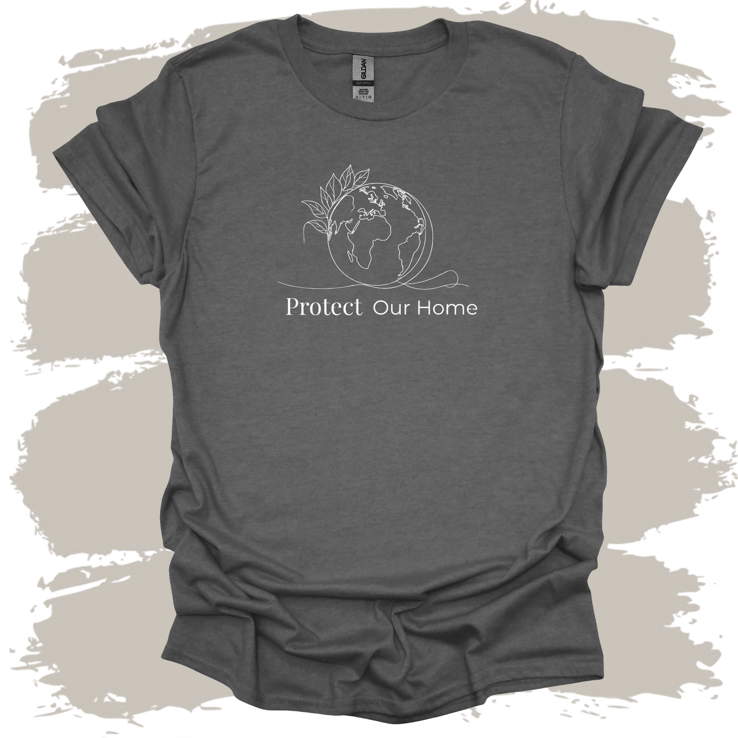 Protect Our Home – Line Art World & Plants T-Shirt